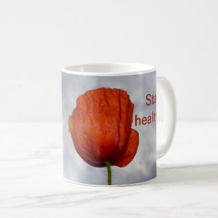 Stay healthy with red flower coffee mug