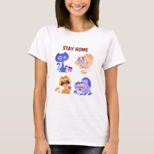 Stay Home Cozy Cat Lover Minimalist T-Shirt