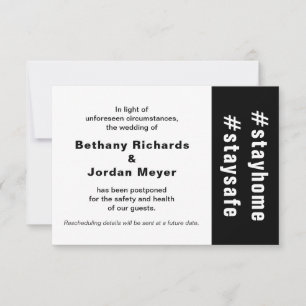 Stay Home Safe Postponed Wedding Announcement Card