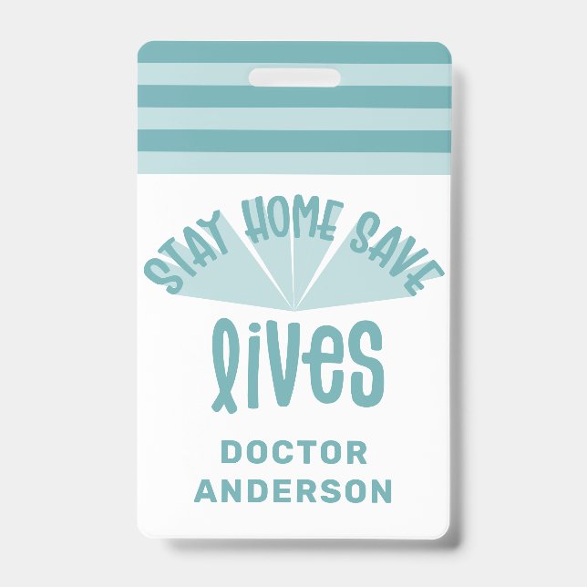 Stay home save lives blue colourful gift badge (Front)