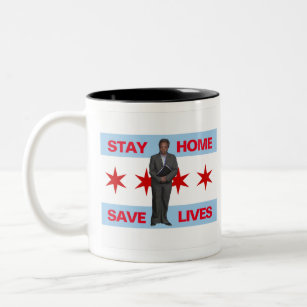 Stay Home, Save Lives Chicago Mayor Lori Lightfoot Two-Tone Coffee Mug