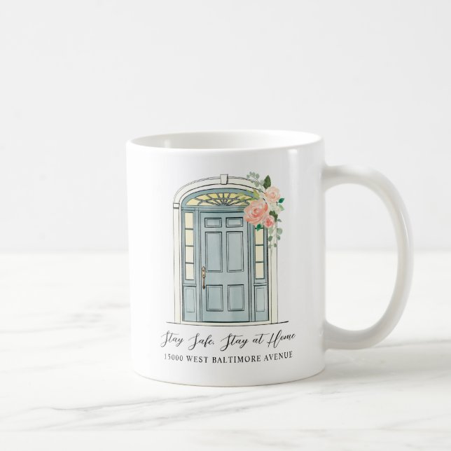 Stay Home Stay Safe Colonial Front Door Coffee Mug (Right)