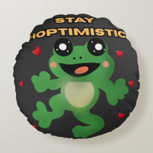 Stay Hoptimistic Cute Frog Pun Funny Frog Lover Gi Round Pillow