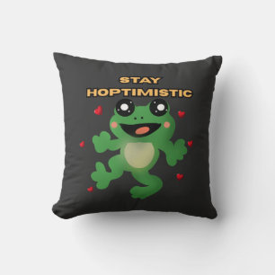 Stay Hoptimistic Cute Frog Pun Funny Frog Lover Gi Throw Pillow