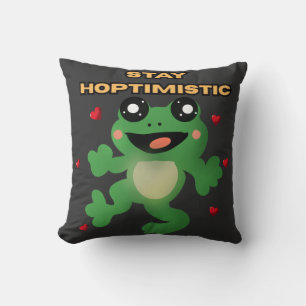 Stay Hoptimistic Cute Frog Pun Funny Frog Lover Gi Throw Pillow