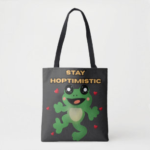 Stay Hoptimistic Cute Frog Pun Funny Frog Lover Gi Tote Bag