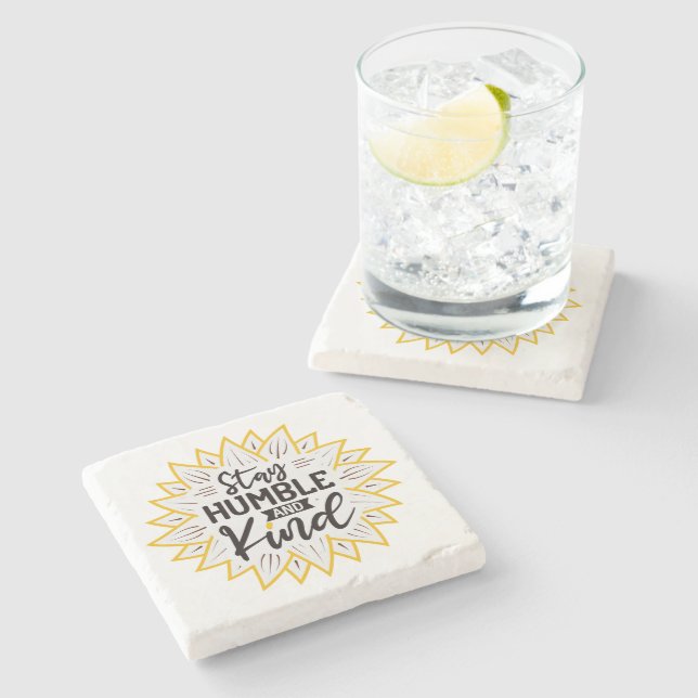 Stay Humble and Kind Sunflowers  Stone Coaster (Side)