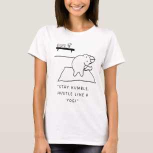 "Stay Humble, Hustle Like a Yogi"   Yoga Cat T-Shirt