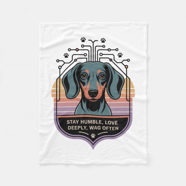 Stay Humble, Love Deeply, Wag Often Fleece Blanket (Front)