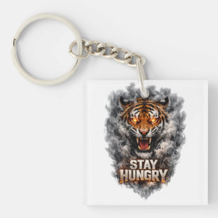Stay Hungry Tiger Motivation Design Keychain