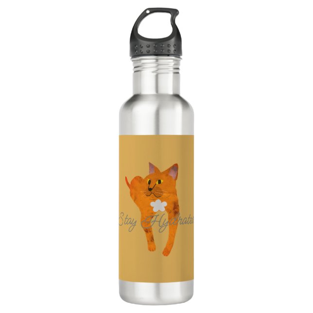 Stay Hydrated Cat Design Stainless Steel Bottle (Front)