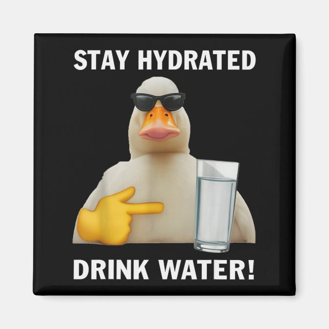 Stay Hydrated Drink Water Funny Meme Duck  Magnet (Front)