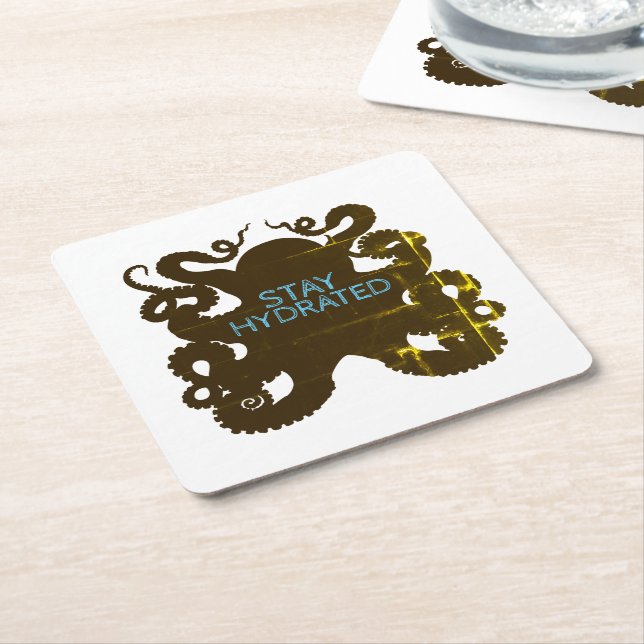 Stay Hydrated Square Paper Coaster (Angled)