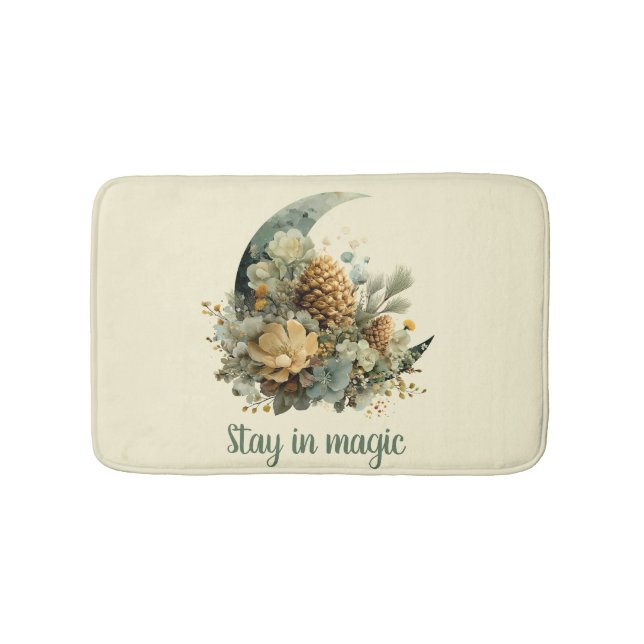 Stay in Magic Winter Moon Design Bath Mat (Front)