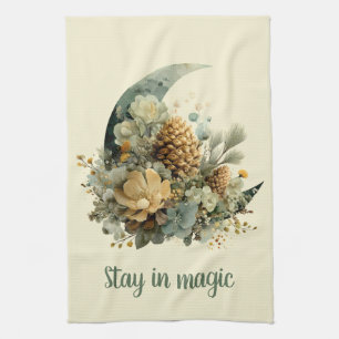Stay in Magic Winter Moon Design Kitchen Towel