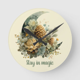 Stay in Magic Winter Moon Design Round Clock