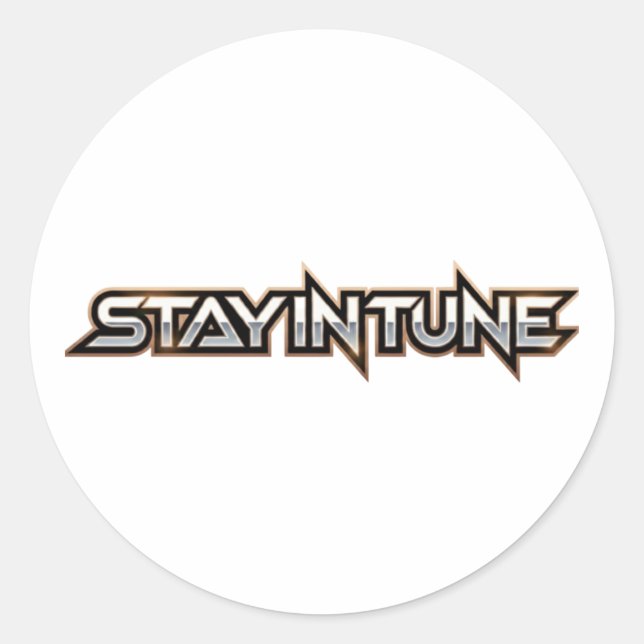 Stay in Tune - text Classic Round Sticker (Front)