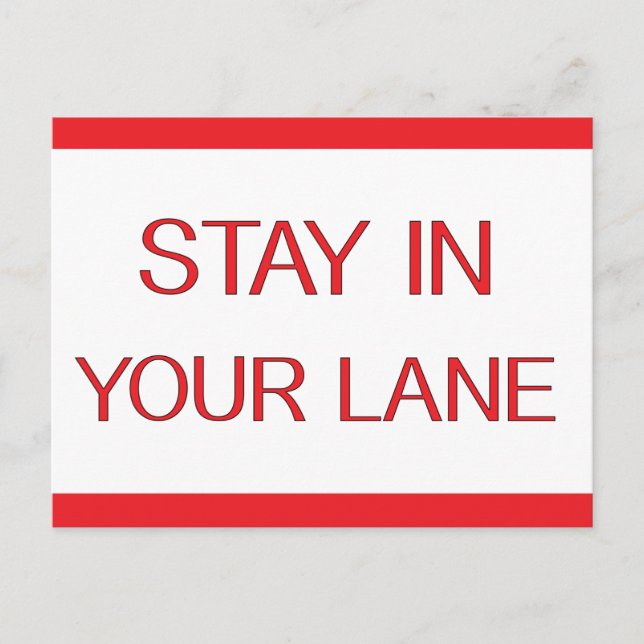 Stay in Your Lane Funny Traffic Road Sign  Postcard (Front)