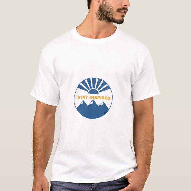 Stay Inspired Mountain Sunrise Motivational Tee (Front)