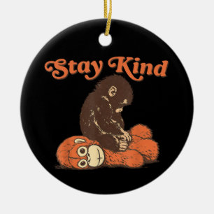 Stay Kind Baby Monkey Punch Plush CuteFunny animal Ceramic Ornament