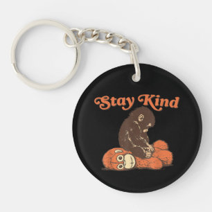Stay Kind Baby Monkey Punch Plush CuteFunny animal Keychain