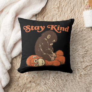 Stay Kind Baby Monkey Punch Plush CuteFunny animal Throw Pillow