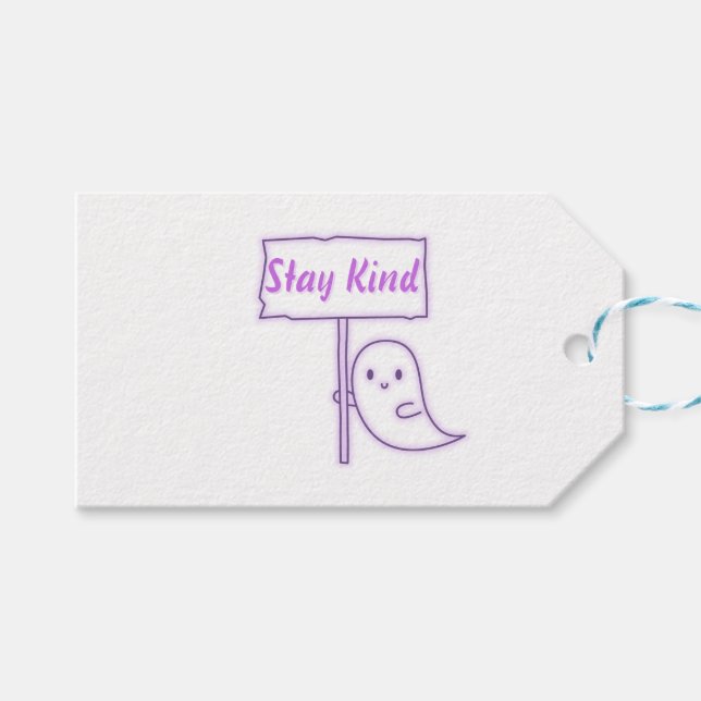 Stay Kind Friendly Ghost Gift Tags (Front (Horizontal))