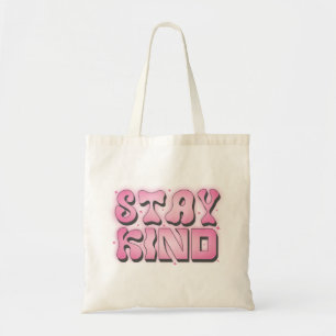 Stay Kind – Retro Groovy Pink Tote Bag
