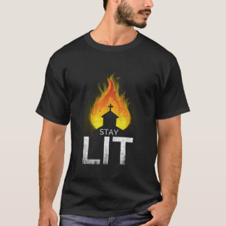 Stay Lit Occult Burning Church Satanic Witchcraft  T-Shirt