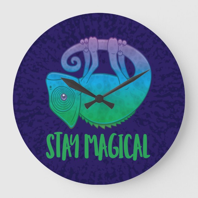 Stay Magical Levitating Chameleon Large Clock (Front)