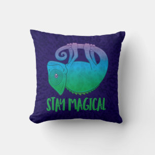 Stay Magical Levitating Chameleon Throw Pillow