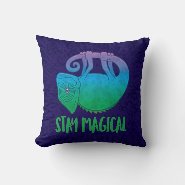 Stay Magical Levitating Chameleon Throw Pillow (Front)