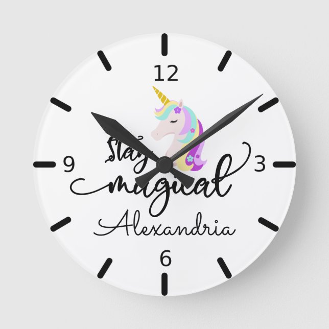 Stay Magical Unicorn Round Clock (Front)