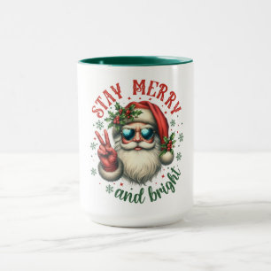 Stay Merry and Bright Cool Santa Christmas  Mug