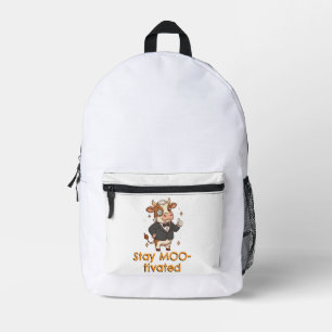 Stay MOO-tivated cow Printed Backpack