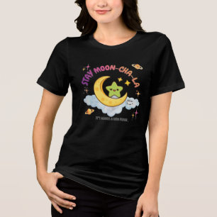 Stay Moon-Cha-La Cute Crescent Moon & Stars Kawaii Tri-Blend Shirt