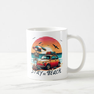 Stay On Beach - Retro Vibes - Skeleton Coffee Mug