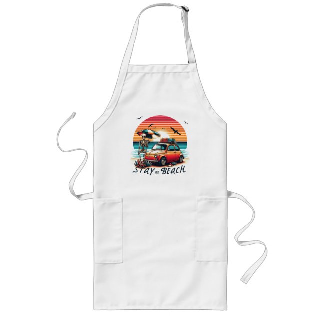 Stay On Beach - Retro Vibes - Skeleton  Long Apron (Front)