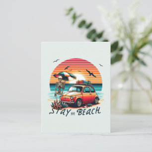 Stay On Beach - Retro Vibes - Skeleton Postcard