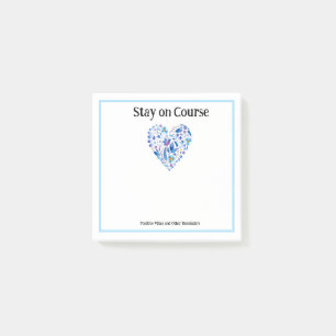Stay On Course & Other Reminders Black Blue Heart Post-it Notes