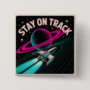 Stay On Track 2 Inch Square Button