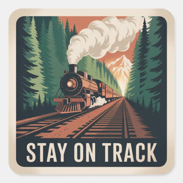 Stay On Track Square Sticker (Front)