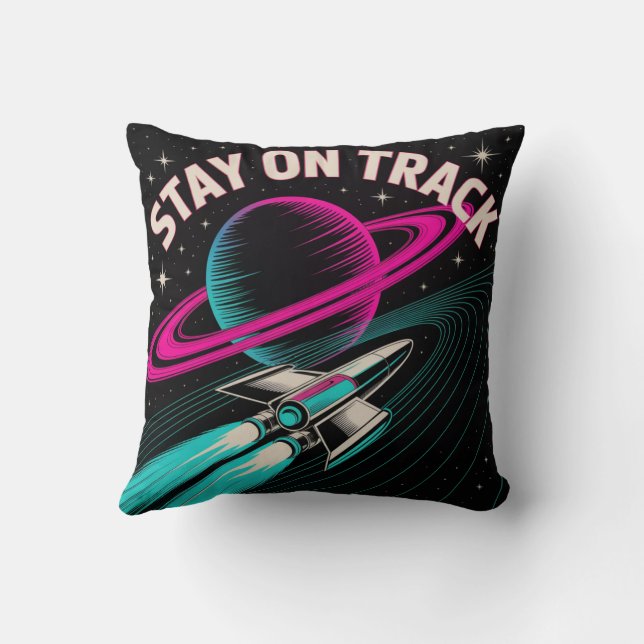 Stay On Track Throw Pillow (Back)