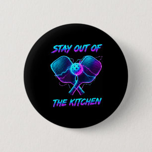 Stay out of the kitchen pickleball player court 2 inch round button