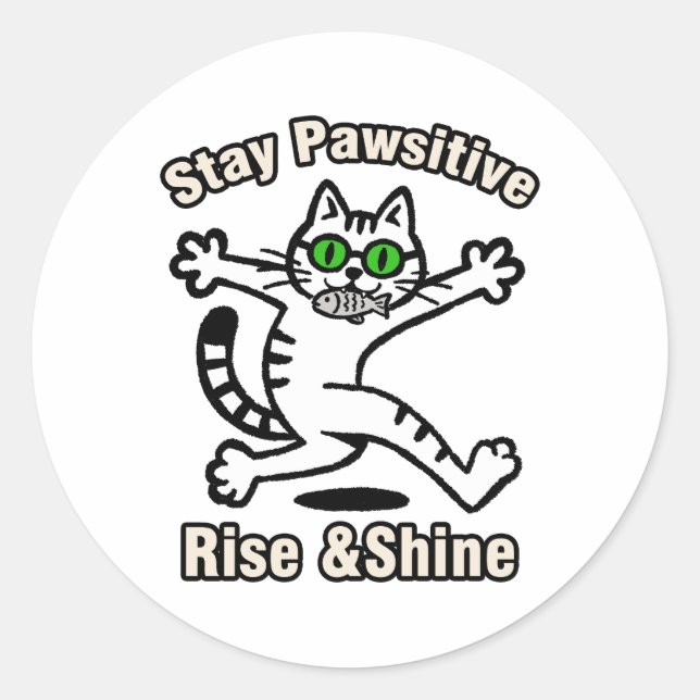 Stay Pawsitive Cat Classic Round Sticker (Front)