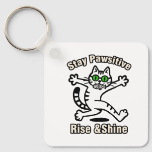 Stay Pawsitive Cat Keychain