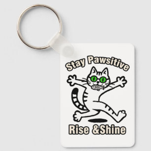 Stay Pawsitive Cat Keychain