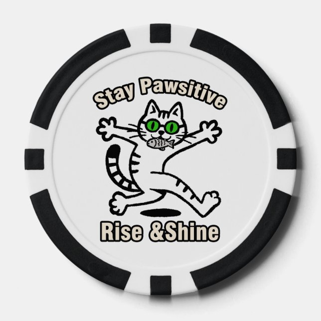 Stay Pawsitive Cat Poker Chips (Front)