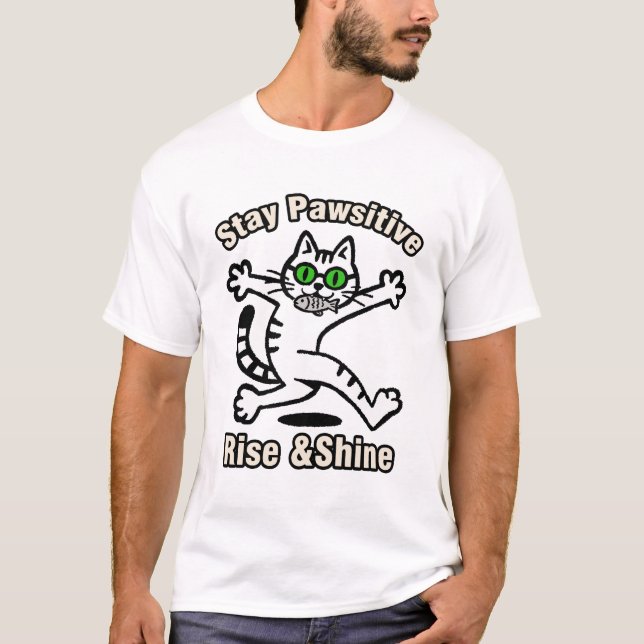 Stay Pawsitive Cat T-Shirt (Front)