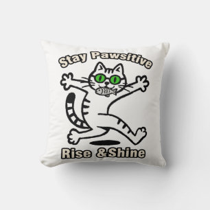 Stay Pawsitive Cat Throw Pillow